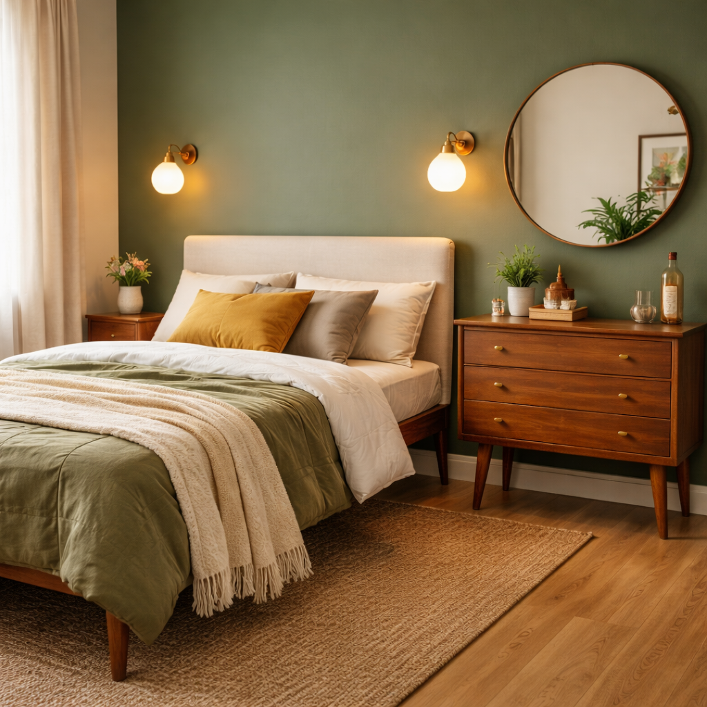 A small retro-style bedroom. What furniture should you choose when choosing a space?